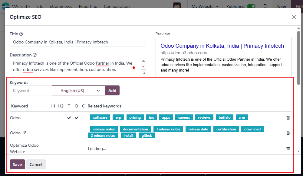 Odoo Keyword Optimization