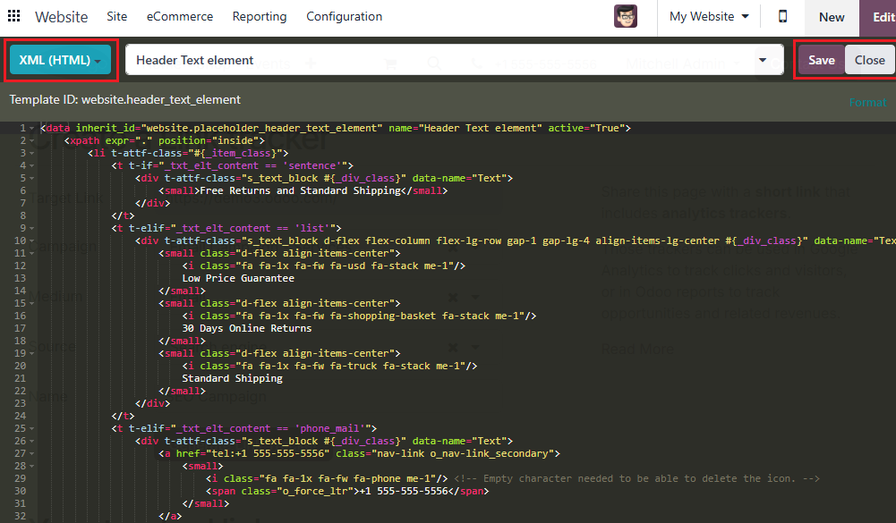 Odoo HTML/CSS Editor